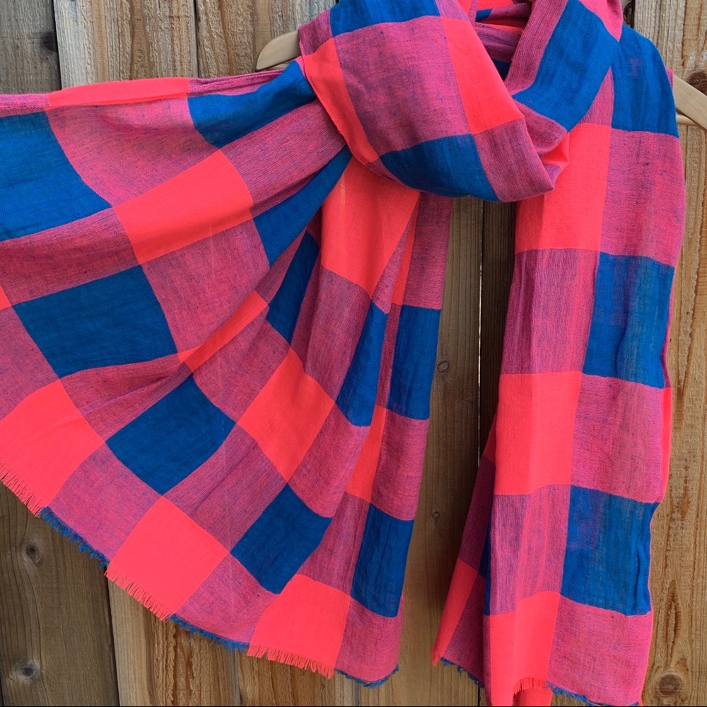 MARC By Marc Jacobs Stacey Gingham Scarf Blue/Pink - Picture 10 of 15